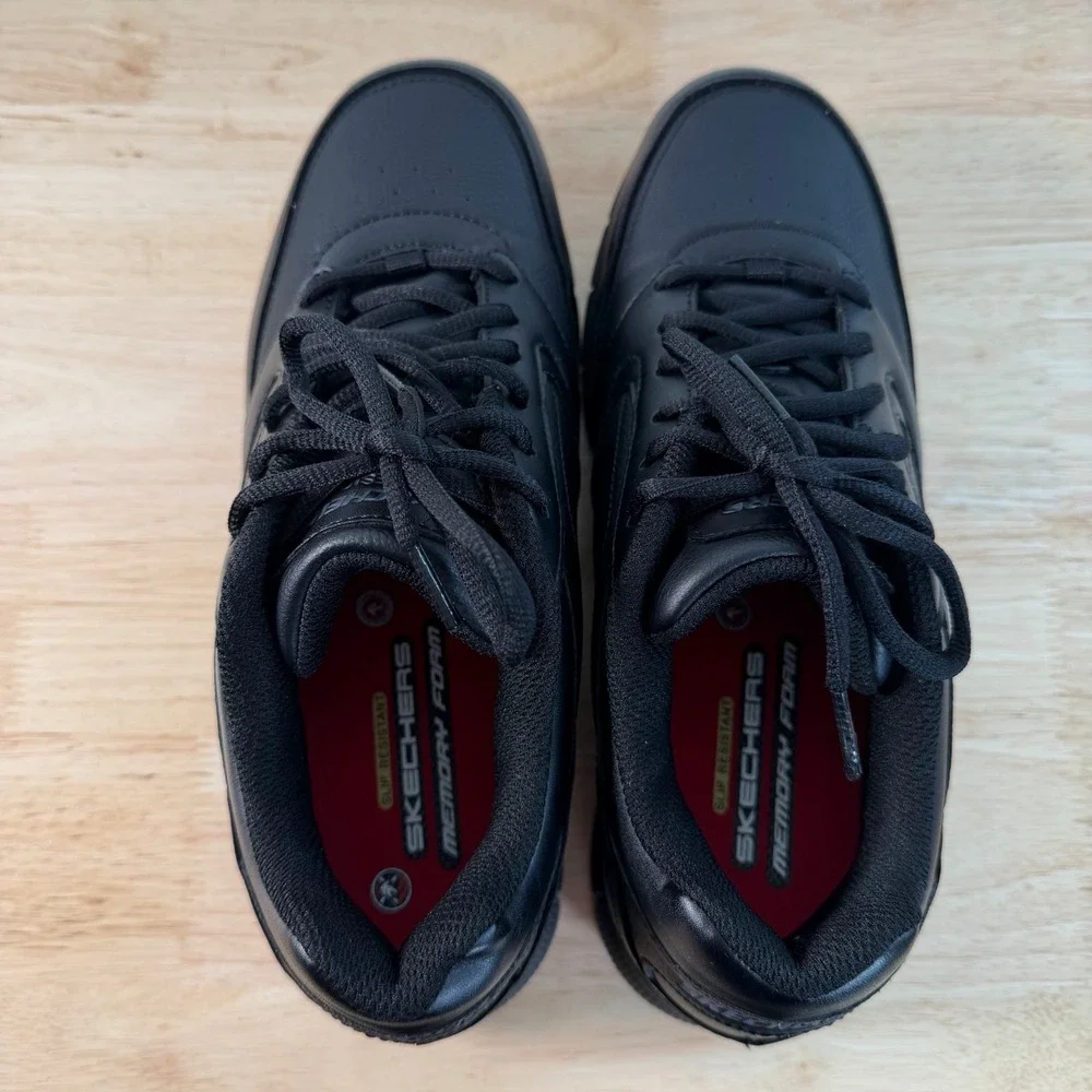 Skechers Nampa-Wyola Work Boots Men's Black Leather Lace Up Slip Resistant - 9